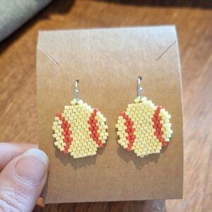 Handcrafted Yellow and Red Beaded Earrings